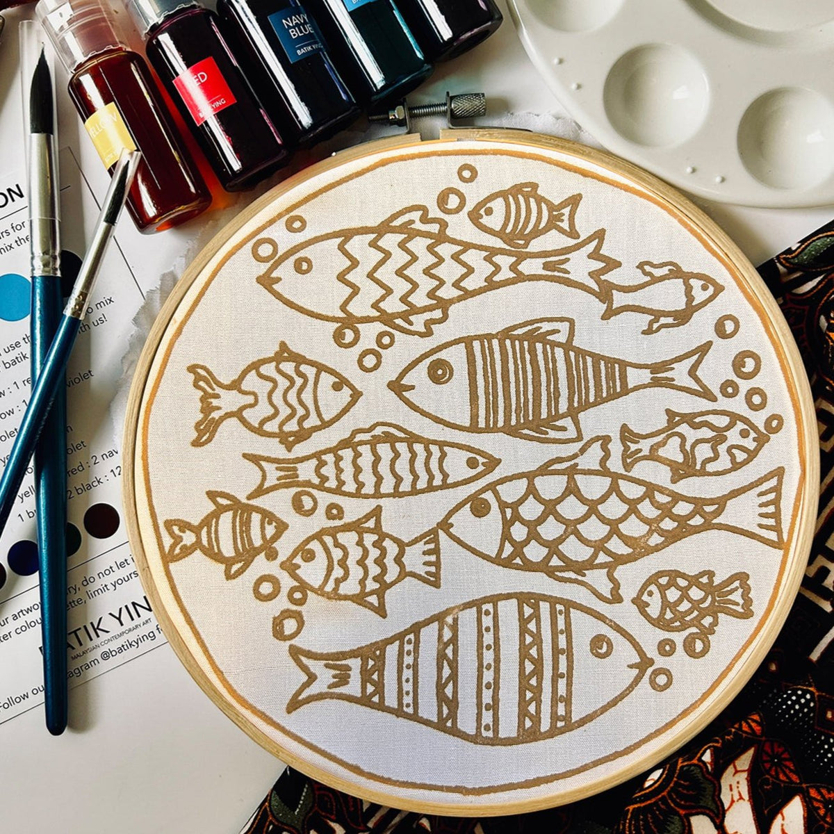 Fishes of the Sea | Batik Craft Kit | Hand-Waxed DIY Art Kit UK