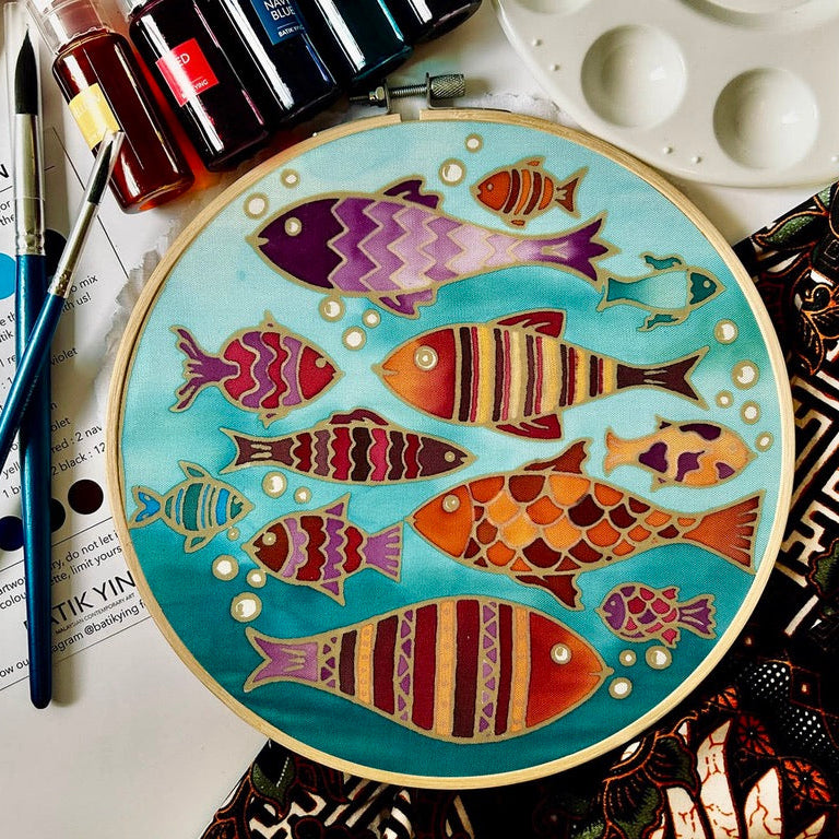 Fishes of the Sea | Batik Craft Kit | Hand-Waxed DIY Art Kit UK