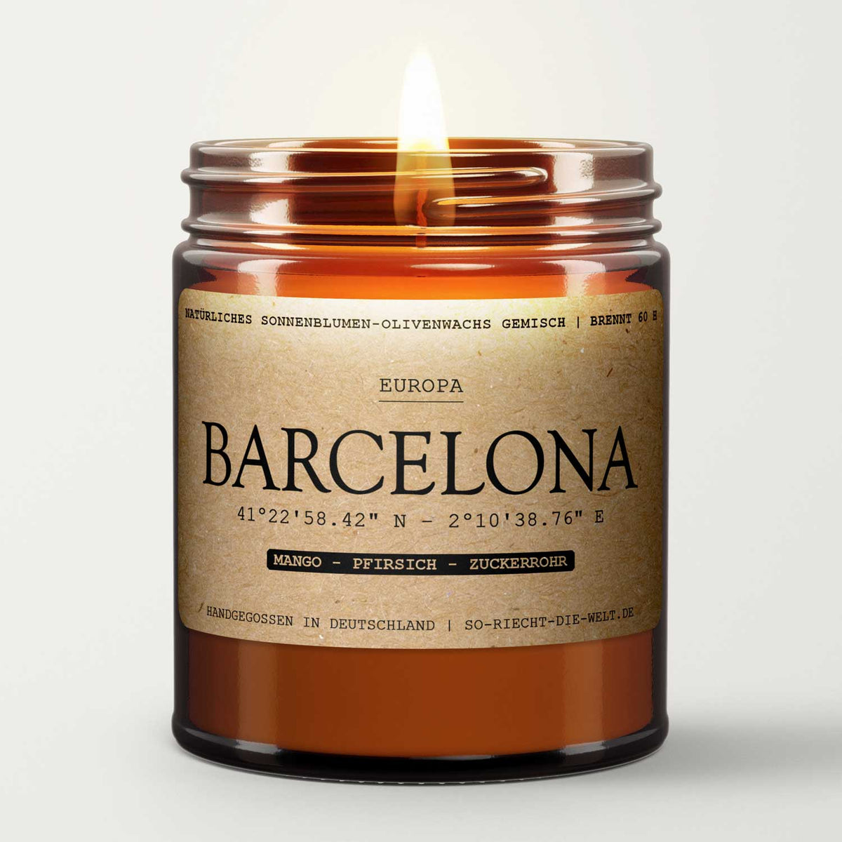 Barcelona Duftkerze - Mango | Pfirsich | Zuckerrohr