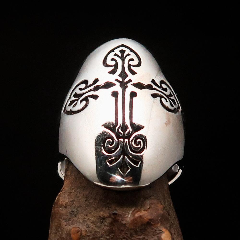 Perfectly crafted Men's Coptic Cross Ring Antiqued - Sterling Silver