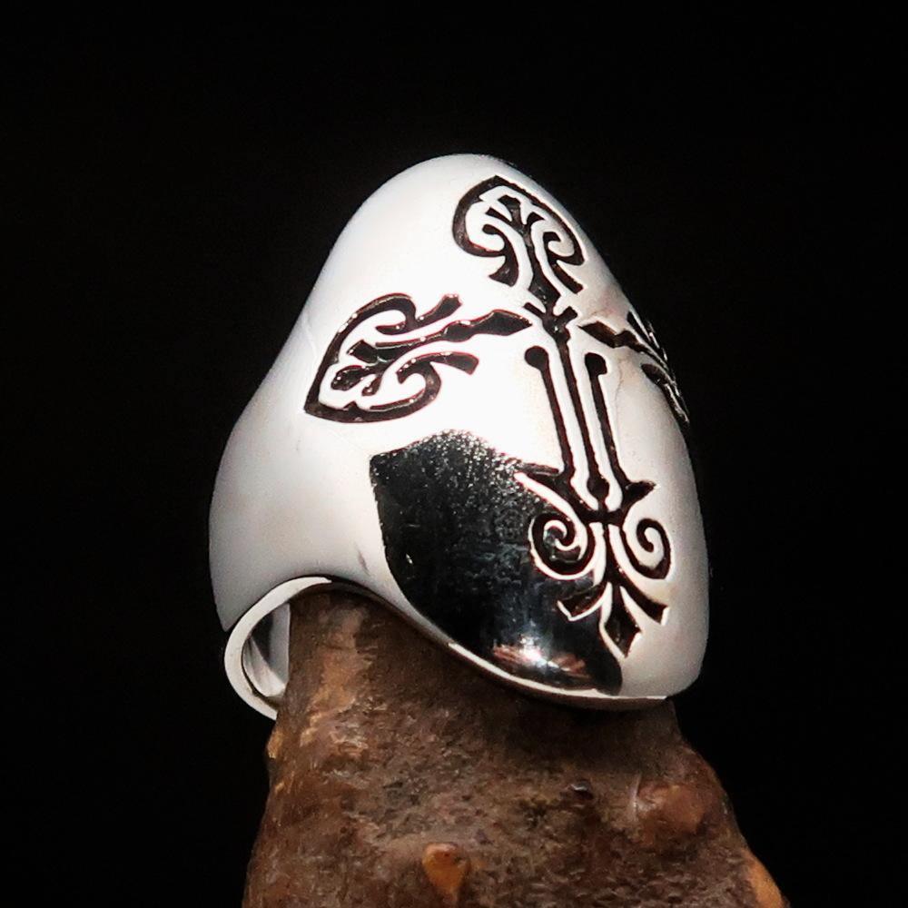 Perfectly crafted Men's Coptic Cross Ring Antiqued - Sterling Silver