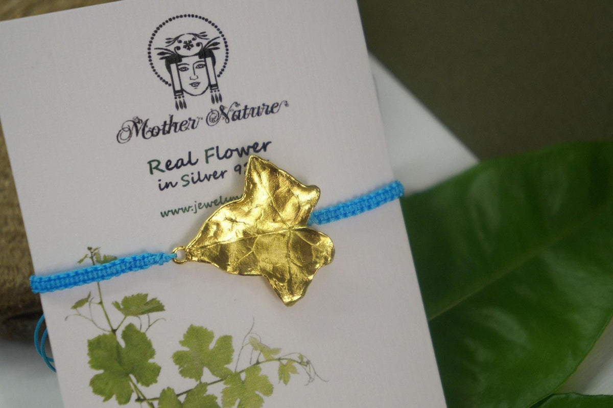 Adjustable eco Bracelet, Sterling silver 925 Ivy Leaf, Natural Botanical Bracelet. Symbolism of  fidelity, eternal life, and resilience